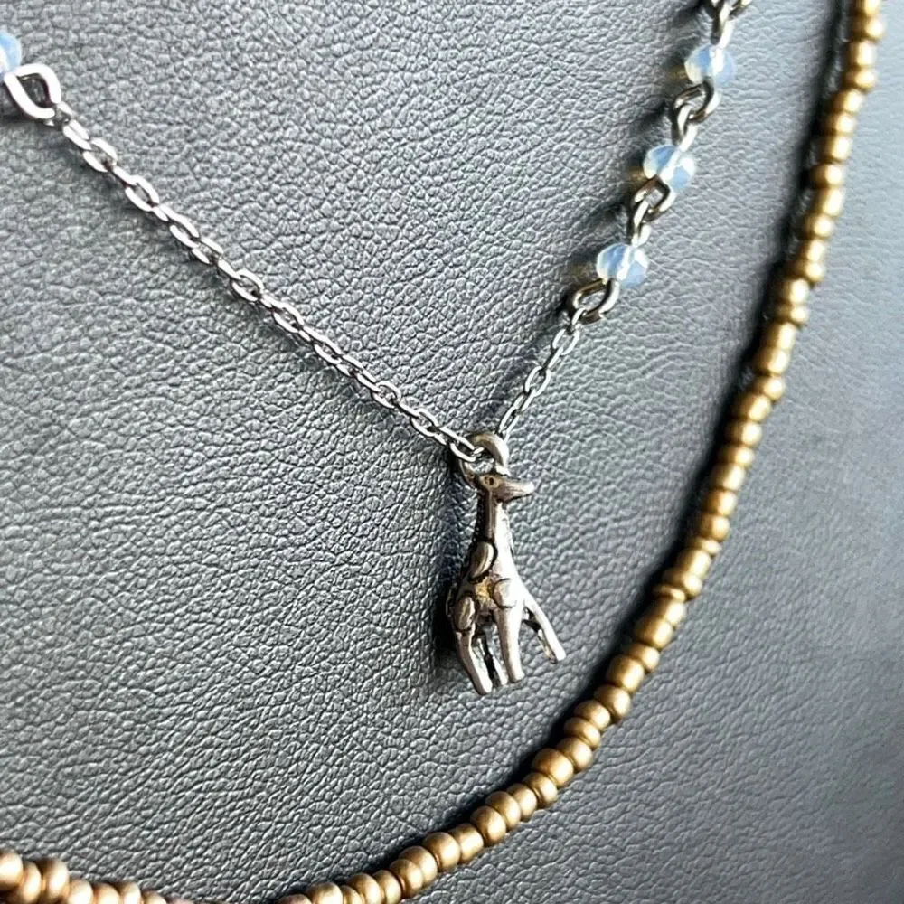 Loft Necklace Layered Red White Sliver Crystal $18ea or Bundle3/$30